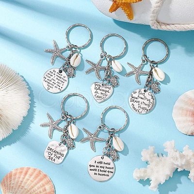 Tibetan Style Alloy with Natural Shell Keychain KEYC-JKC00929-1