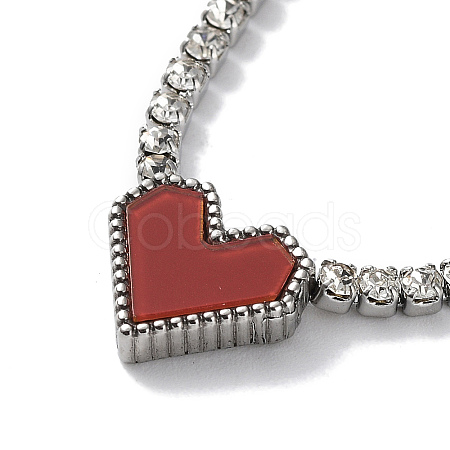 Red Acrylic Heart Pendant Necklace NJEW-F317-05P-1