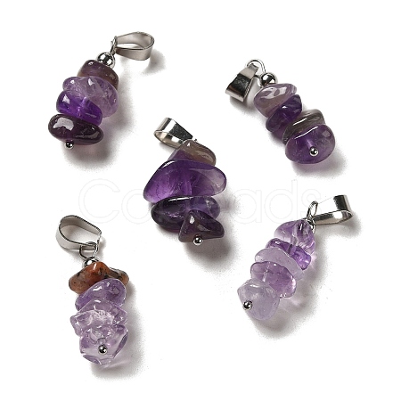 Natural Amethyst Chip Pendants G-H307-07P-03-1