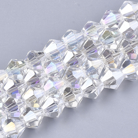 Electroplate Glass Beads Strands X-EGLA-Q118-8mm-B17-1