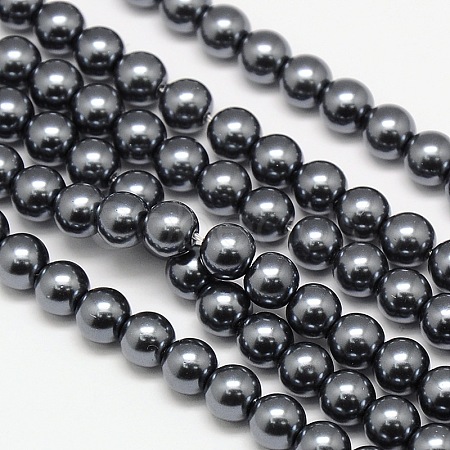 Eco-Friendly Dyed Glass Pearl Round Bead Strands X-HY-A002-6mm-RB030-1