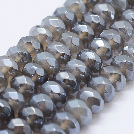 Electroplated Natural Agate Beads Strands G-G750-02A-5x8mm-1