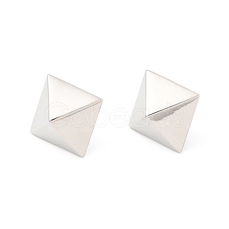 Brass Pyramid Stud Earrings for Women EJEW-P213-17P-1