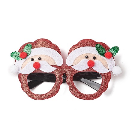 Christmas Plastic & Non-woven Fabric Glitter Glasses Frames AJEW-E053-01B-1