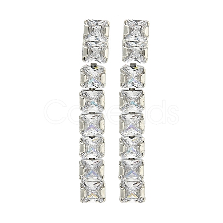 Brass Micro Pave Cubic Zirconia Stud Earrings EJEW-H014-08P-03-1