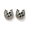 Alloy Rhinestone European Beads, Large Hole Beads, Horseshoe with Clover, Platinum, 11x11x8mm, Hole: 4.6mm