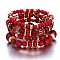 Boho Style Wood Beaded Stretch Bracelet Sets for Women, with Acrylic and Alloy Finding , Red, No Size 