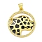 Brass Micro Pave Cubic Zirconia Pendants, with Enamel, Leopard Charms, Real 18K Gold Plated, 27x24.5x2mm, Hole: 4x3.5mm