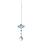 Metal Animal Hanging Ornaments, Teardrop & Rainbow Color Glass Suncatchers for Home Outdoor Decoration, Insects, 365x65mm