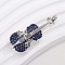 Musical Guitar Rhinestone Lapel Pin, Platinum Alloy Brooch for Backpack Clothes, Dark Indigo, 51x19mm