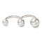 Brass Double Finger Rings, Open Cuff Rings, Round, Platinum, 3mm, Inner Diameter: 16.3mm & 17mm