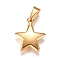 304 Stainless Steel Pendants, Star, Golden, 23.5x20x5mm, Hole: 10x4.5mm