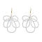 Flower Glass Pearl Beaded Dangle Earrings, Iron Jewelry for Women, White, 75x55mm