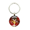 Glass Keychains, with Metal Split Rings, Flat Round, FireBrick, 2.5cm