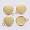 304 Stainless Steel Pendant Cabochon Settings, Plain Edge Bezel Cups, Flat Round, Golden, 22x18x2mm, Hole: 2.5mm, Tray: 16mm