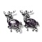 Alloy Elk Brooches, with Natural Amethyst, Antique Silver, 49.5x49x14mm