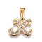 304 Stainless Steel Pendants, with Rhinestone, Letter, Letter.X, 14.5x18x2mm, Hole: 3~3.5x7.5~8mm