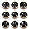 Alloy Enamel Charms, Flat Round with Smiling Face, Black, 14.5x12x1.5mm, Hole: 1.5mm