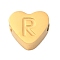 Ion Plating(IP) Tarnish Resistant 304 Stainless Steel Beads, Heart with Letter, Golden, Letter R, 7x8x3mm, Hole: 2mm