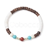 4Pcs 4 Styles Round Natural Red Jasper & Synthetic Turquoise & White Shell & Coconut Beaded Stretch Bracelet Sets BJEW-JB10812-3