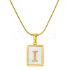 Stainless Steel Snake Bone Chain Alphabet Necklace with Shell Pendant WD3660-9-1