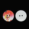 2-Hole Dyed Flat Round Printed Wooden Sewing Buttons for Christmas X-BUTT-P001-20mm-08-2