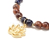 Lotus Charm Bracelet BJEW-JB07134-6