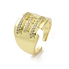 Brass Micro Pave Clear Cubic Zirconia Open Cuff Ring for Woman RJEW-M165-02A-G-1