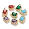 Brass Glass Charms ZIRC-F116-09-G-1