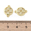 Rack Plating Brass Micro Pave Clear Cubic Zirconia Flat Round with Flower Connector Charms KK-C052-40G-3