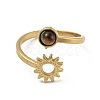 304 Stainless Steel with Natural Tiger Eye Ring RJEW-Z031-01A-02-2