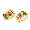 Natural Freshwater Shell Double Face Printed Oval Charms SHEL-T020-05F-2