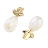 Brass with Glass Stud Earrings EJEW-Q811-01KCG-3