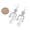 Moon & Star & Teardrop Brass & 304 Stainless Steel Chandelier Earrings EJEW-TA00397-3
