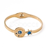 Blue Enamel Moon & Star Hinged Bangle BJEW-L678-04G-2