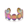 Ion Plating(IP) Rainbow Color 304 Stainless Steel Oval Wrap Open Cuff Ring for Women RJEW-C025-05M-2