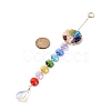 Natural & Synthetic Mixed Gemstone Tree with Glass Window Hanging Suncatchers HJEW-JM00853-02-3