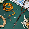 FIBLOOM 2Pcs 2 Colors Alloy Religion Crucifix Cross Pendant Necklaces Set NJEW-FI0001-38-5