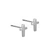 Anti-Tarnish Rhodium Plated Cross 999 Sterling Silver Stud Earrings for Women EJEW-S215-23P-1