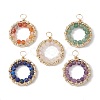 Natural Mixed Gemstone Faceted Round Pendants PALLOY-JF02147-03-1