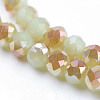 Imitation Jade Half Plated Faceted Rondelle Electroplate Glass Bead Strands X-EGLA-D020-3x2mm-58-3