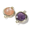 Natural Mixed Gemstone Connector Charms G-C087-01G-B-2