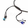 2Pcs 2 Color Acrylic & Alloy Shell Braided Bead Bracelets Set with Lampwork Evil Eye BJEW-JB08131-8