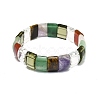Natural Mixed Gemstone Rectangle Beaded Stretch Bracelet for Women BJEW-E379-01K-2