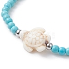 4Pcs 4 Style Dyed Synthetic Turquoise Starfish & Turtle Beaded Stretch Bracelets Set for Women BJEW-JB09338-4