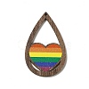Rainbow/Pride Flag Theme Single Face Printed Aspen Wood Big Pendants WOOD-G014-02B-2