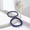 Natural Lapis Lazuli(Dyed) Round Beads Stretch Bracelets Set BJEW-JB06980-03-4