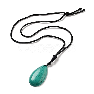 Synthetic Turquoise Pendant Necklace with Nylon Cord for Women NJEW-L464-A03-1