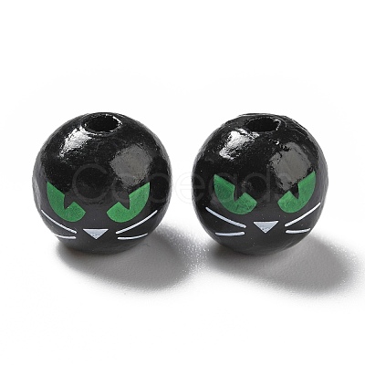 Halloween Spray Painted Wood Beads WOOD-C002-03-1