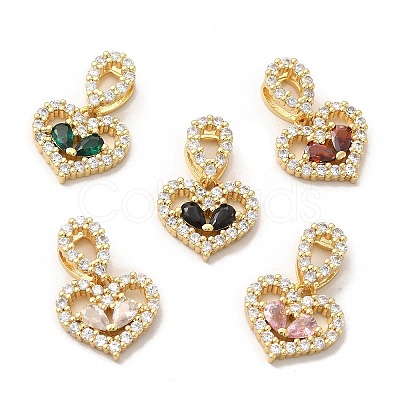 Rack Plating Brass Micro Pave Cubic Zirconia Charms ZIRC-C002-06G-1